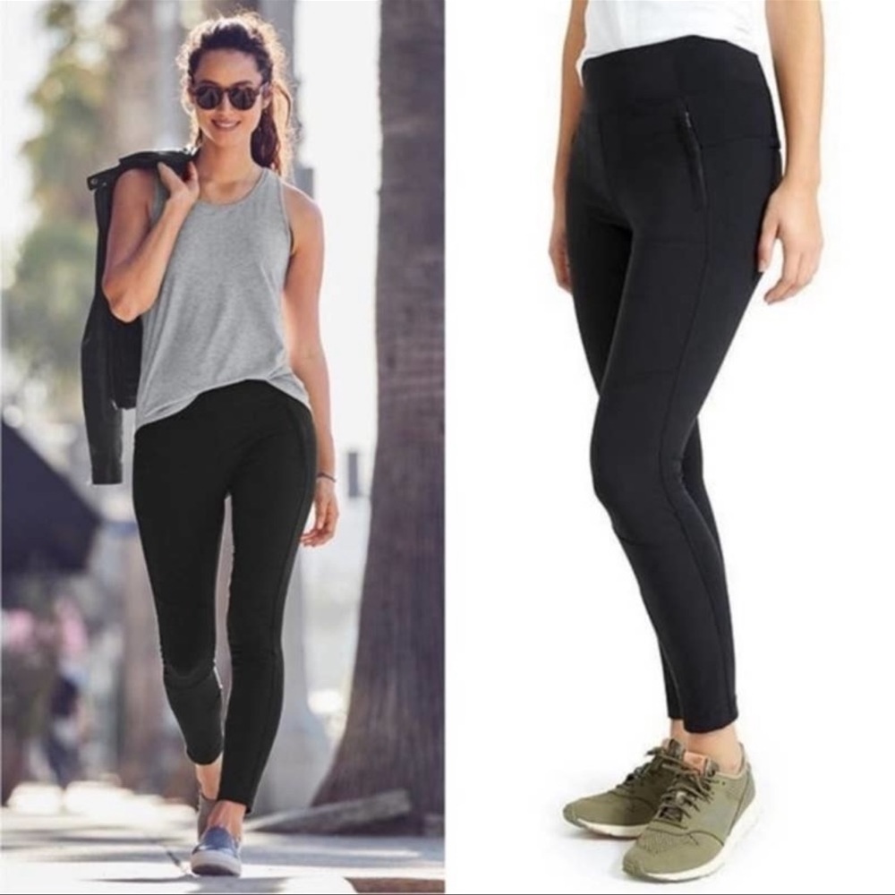 Athleta Highline Hybrid Ankle Legging Pant Size Black Gray 2P